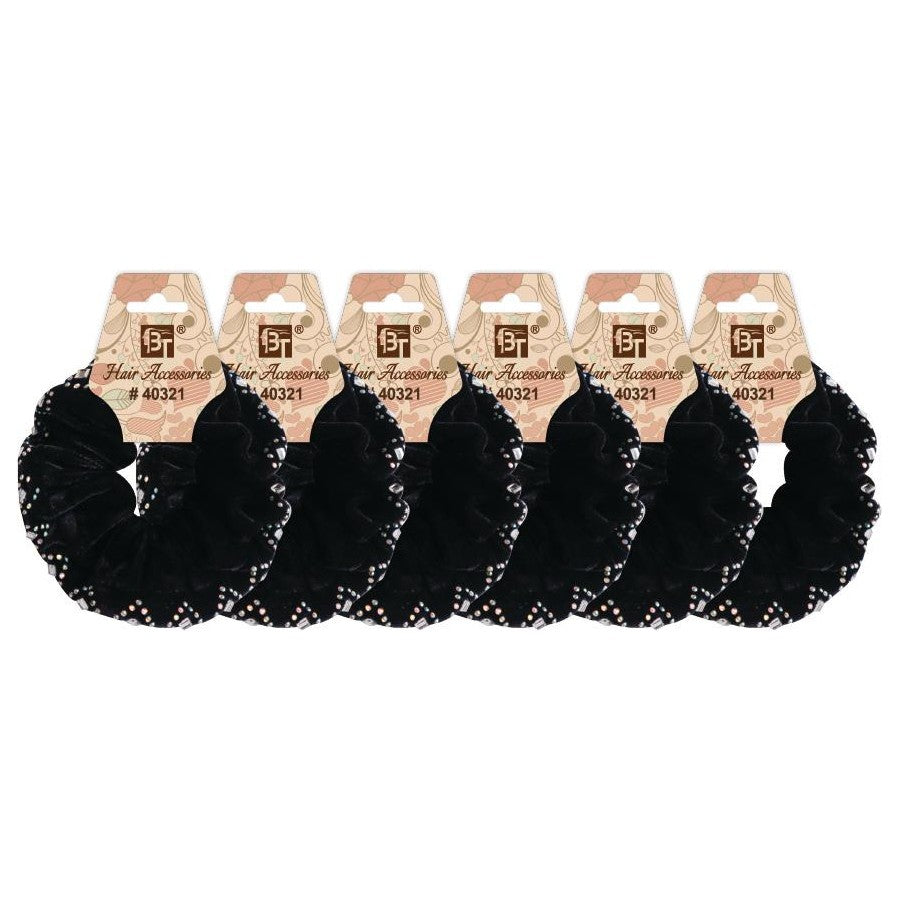 Scrunchie Hair Band With Stone Black