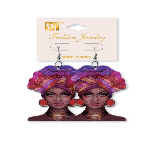 African Fashion Hook Earrings 60Mmx45Mm