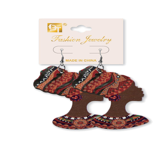 African Fashion Hook Earrings 70Mmx50Mm