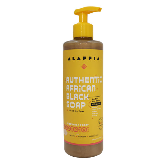 Alaffia Black Soap All In One Rosewater Peony, 16 Oz.