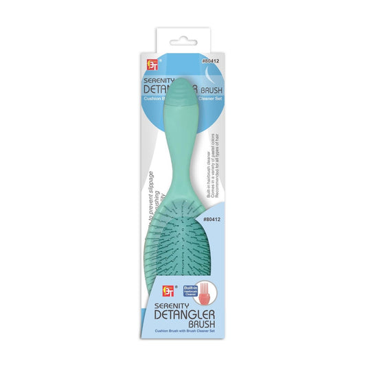 Serenity Detangler Brush Cushion Brush With Brush Cleaner Set Sky Blue