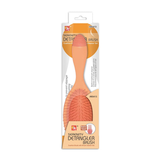 Serenity Detangler Brush Cushion Brush With Brush Cleaner Set Orange