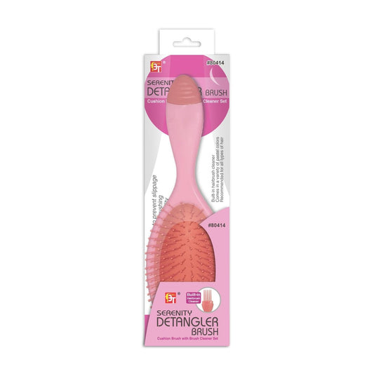 Serenity Detangler Brush Cushion Brush With Brush Cleaner Set Pink