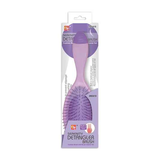 Serenity Detangler Brush Cushion Brush With Brush Cleaner Set Purple