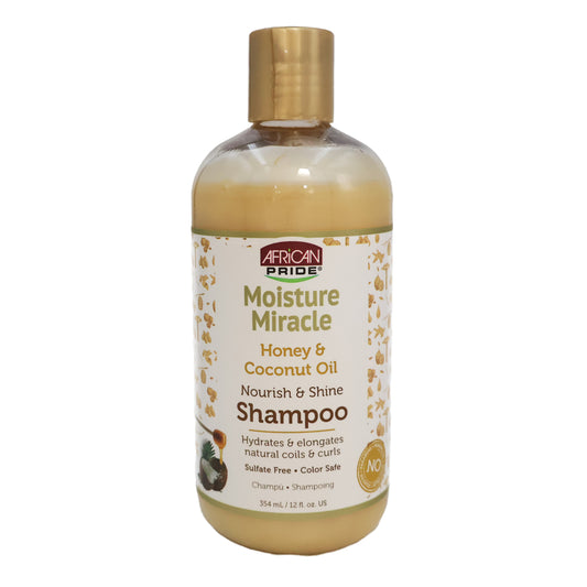 African Pride Moisture Miracle Shampoo, Nourish Shine, 12 Oz