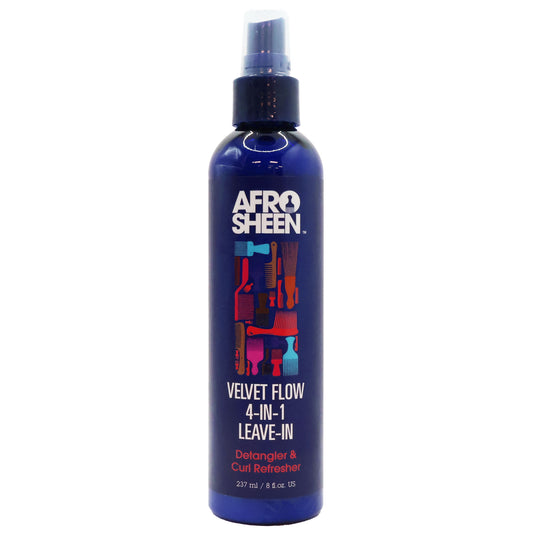 Afro Sheen Velvet Flow 4 in 1 Leave in Hair Detangler and Curl Refresher 8 Oz.