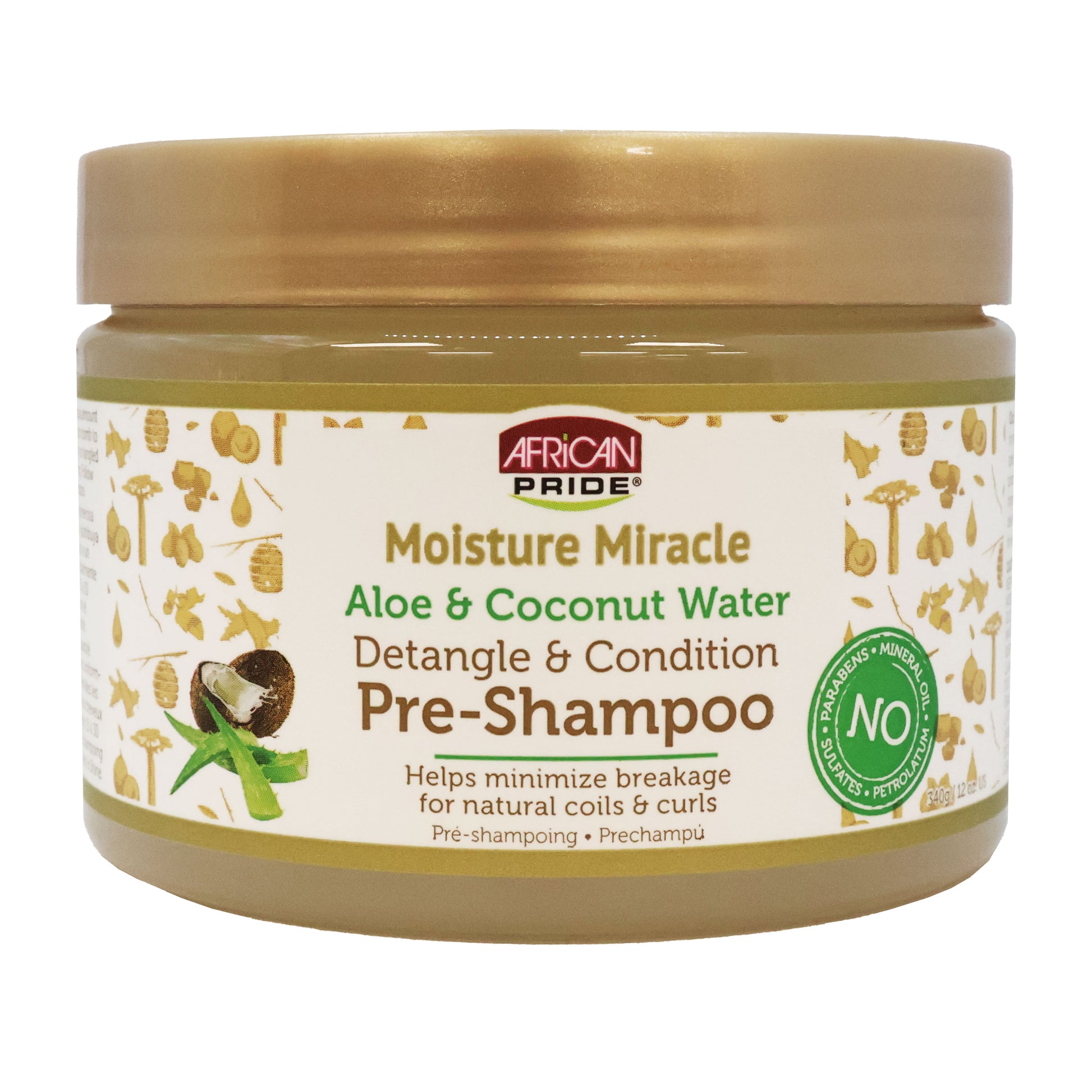 African Pride Moisture Miracle Pre Shampoo Aloe Coconut and Water 12 Oz.