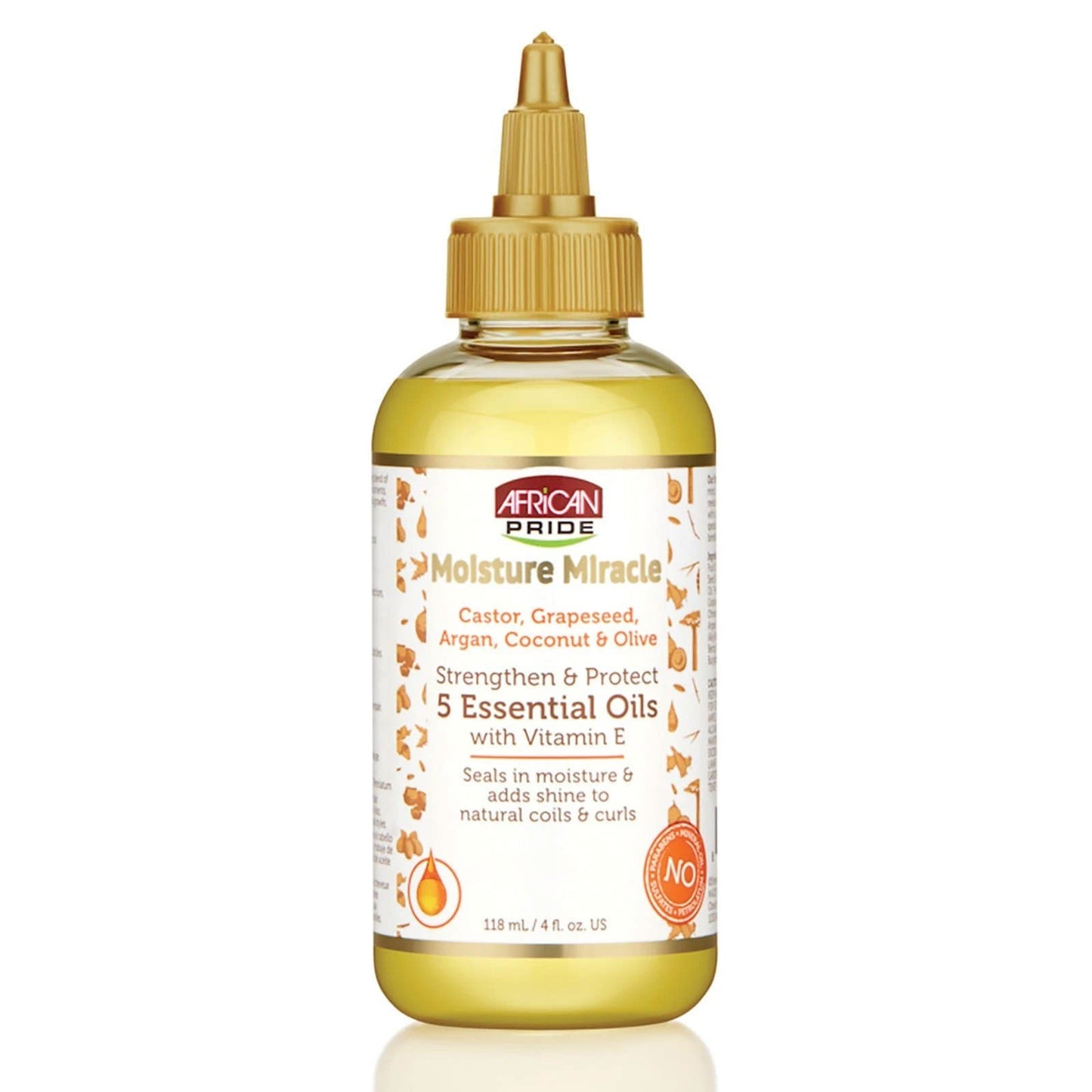 African Pride Moisture Miracle 5 Essential Oils, with Vitamin E, Strengthen & Protect, 4 Oz
