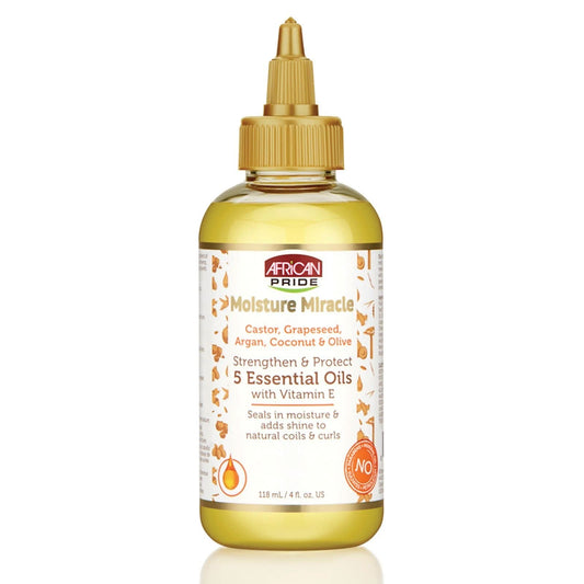 African Pride Moisture Miracle 5 Essential Oils, with Vitamin E, Strengthen & Protect, 4 Oz