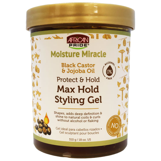 African Pride Moisture Miracle Max Hold Styling Gel Black Castor, 18 Oz.