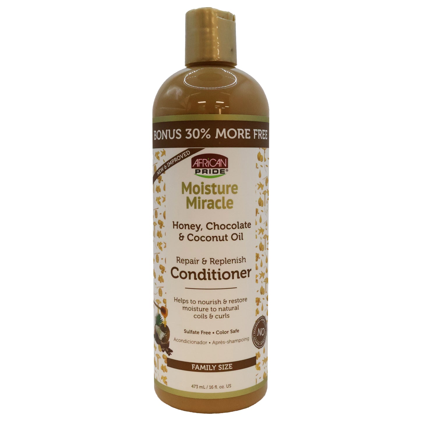 African Pride Moisture Miracle Honey, Chocolate and Coconut Oil Hair Conditioner 16 Oz.