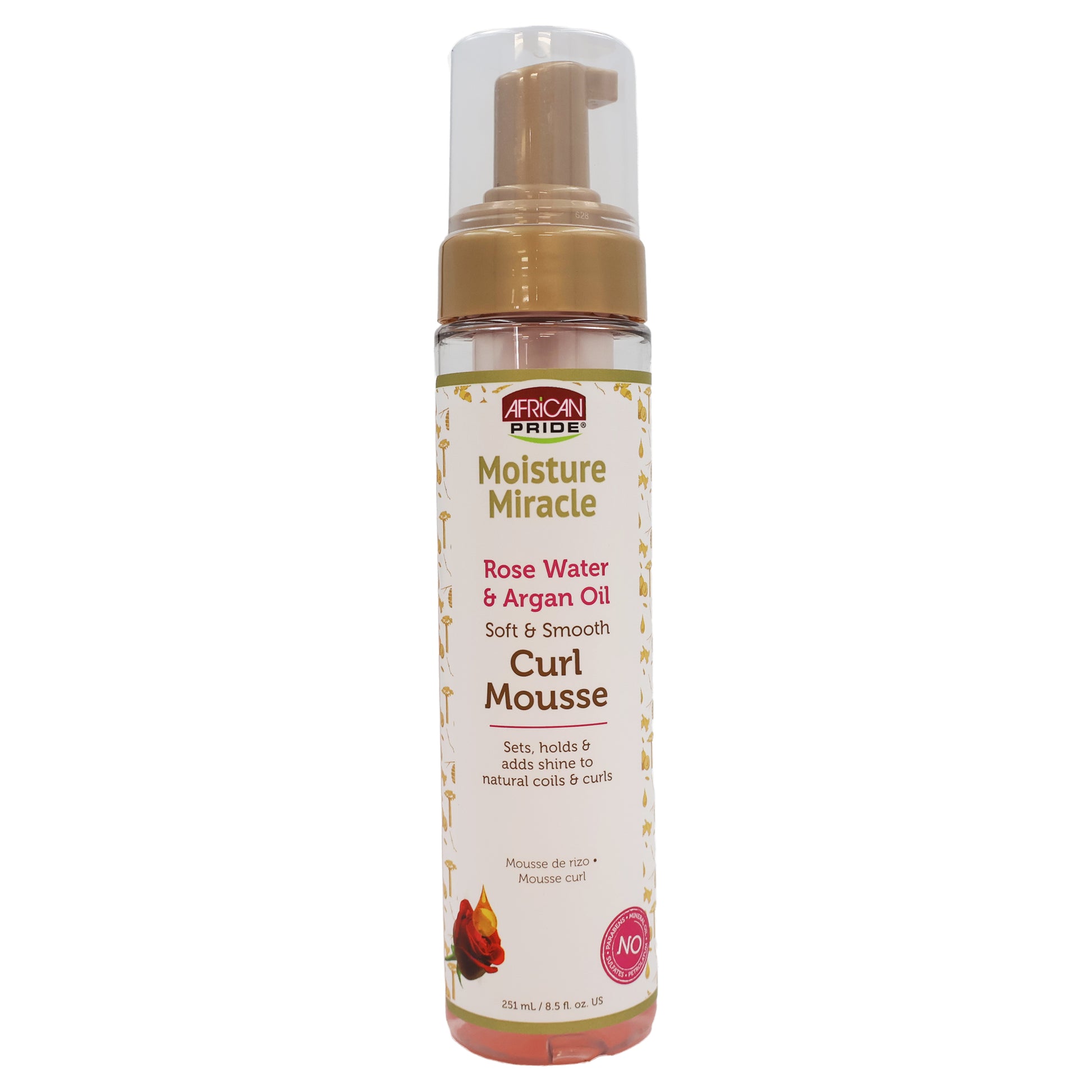 African Pride Moisture Miracle Rose Water Argan Oil Curl Mousse, 8.5 Oz