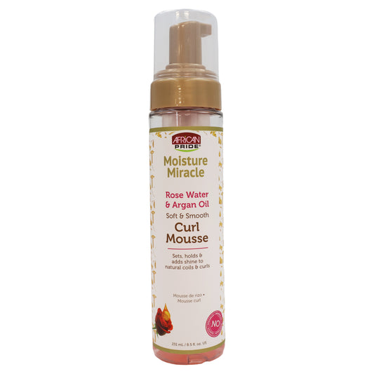 African Pride Moisture Miracle Rose Water Argan Oil Curl Mousse, 8.5 Oz