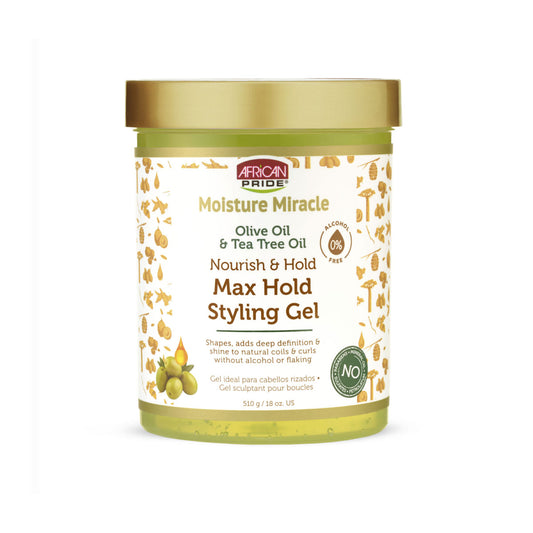 African Pride Moisture Miracle Max Hold Styling Gel Olive Tea Tree, 18 Oz.