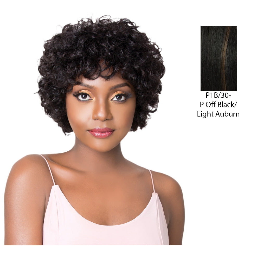 100 Percent HH Baba Human Hair Wig,Mix Off Black/Light Auburn