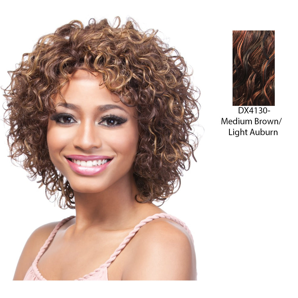 100 Percent Human Hair Wig,Two Tone Frost Blend Of Medium Brown And Light Auburn With Medium Brown Bottom
