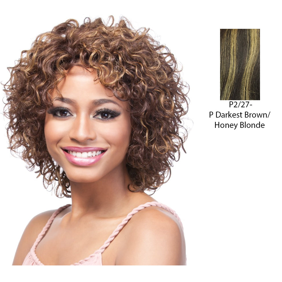 100 Percent Human Hair Wig,Darkest Brown Base With Strawberry Blonde Highlights