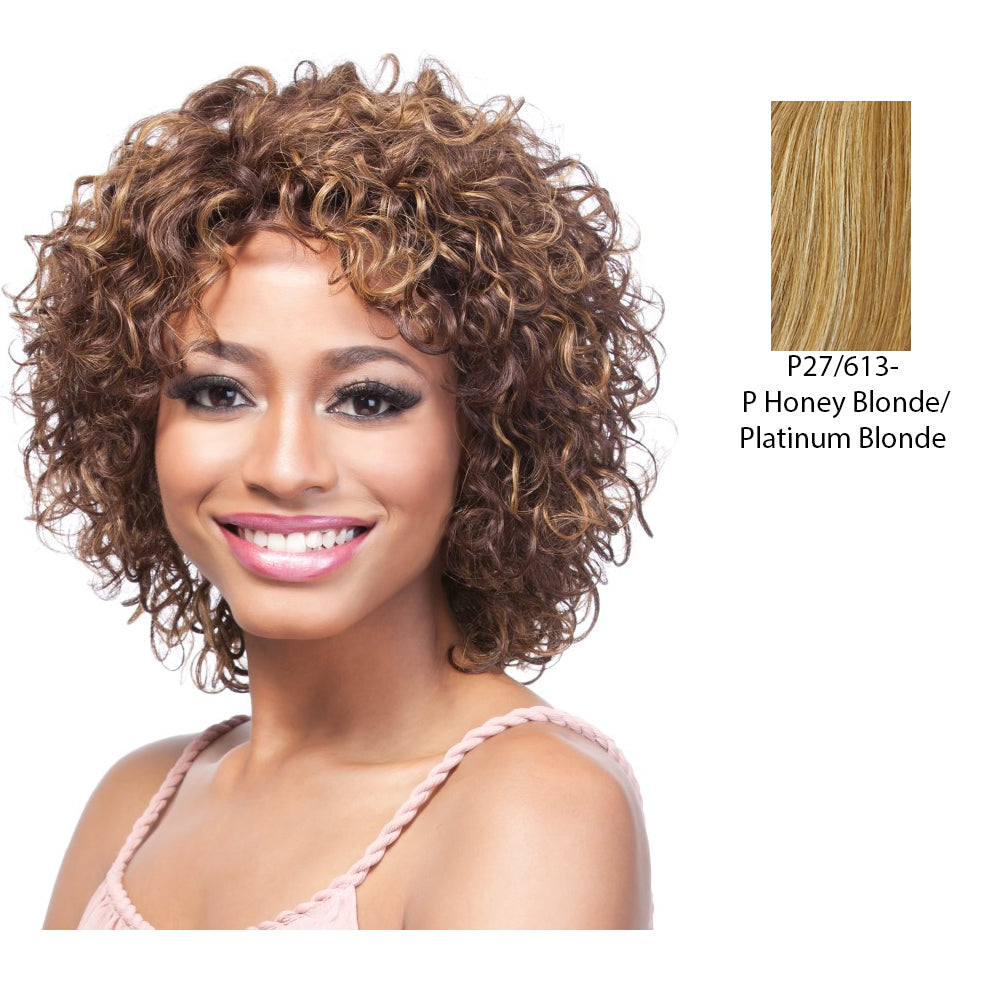 100 Percent Human Hair Wig,Streaked Blend Of Strawberry Blonde And Platinum Blonde
