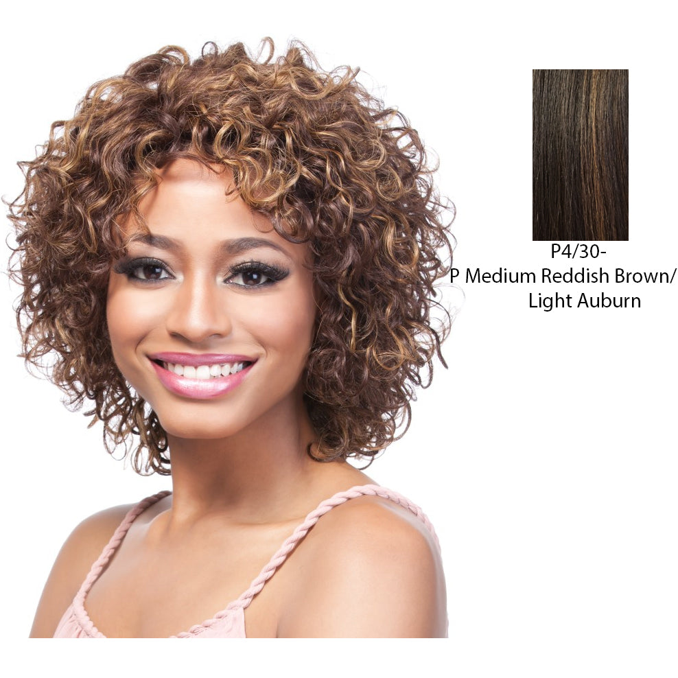 100 Percent Human Hair Wig,Medium Brown Base With Light Auburn Highlights