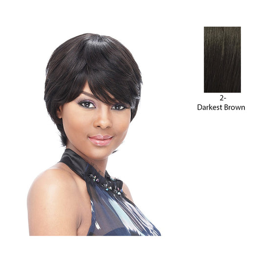 100 Percent Human Full Wig,Darkest Brown
