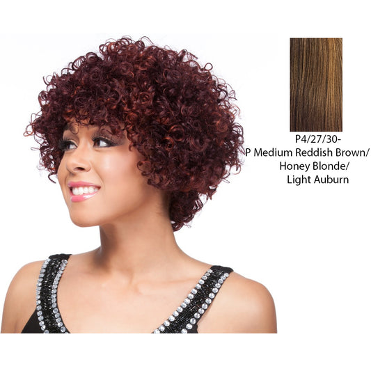 100 Percent Human Wig,Streaked Blend Of Medium Brown, Strawberry Blonde, And Light Auburn