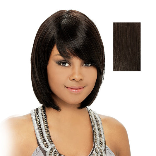 100 Percent Indian Remi Natural First Lady Wig,Dark Brown