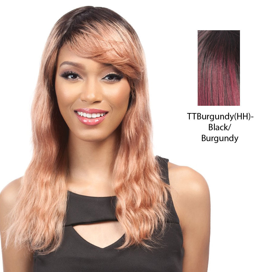 Salon Remi 100% Brazilian Human Hair Unprocessed Wig,Black roots with burgundy