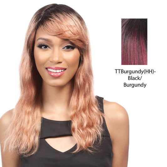 Salon Remi 100% Brazilian Human Hair Unprocessed Wig,Black roots with burgundy