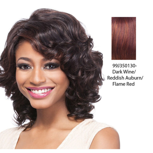 100% Human Hair Wig,Blend of dark wine, dark strawberry blonde, and flame red