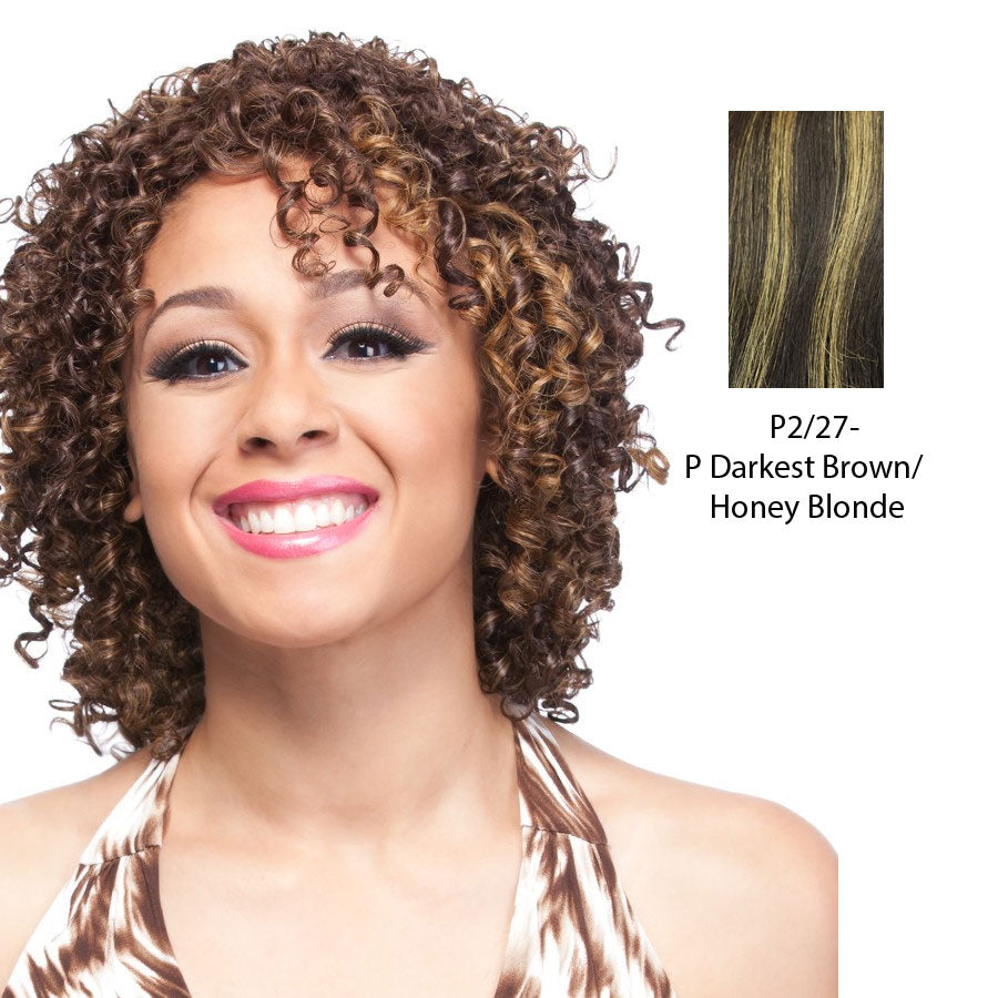 100% Human Hair Wig,Darkest brown base with strawberry blonde highlights