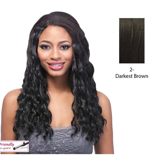 18" Ocean Wave Synthetic Clip On Extensions,Darkest brown