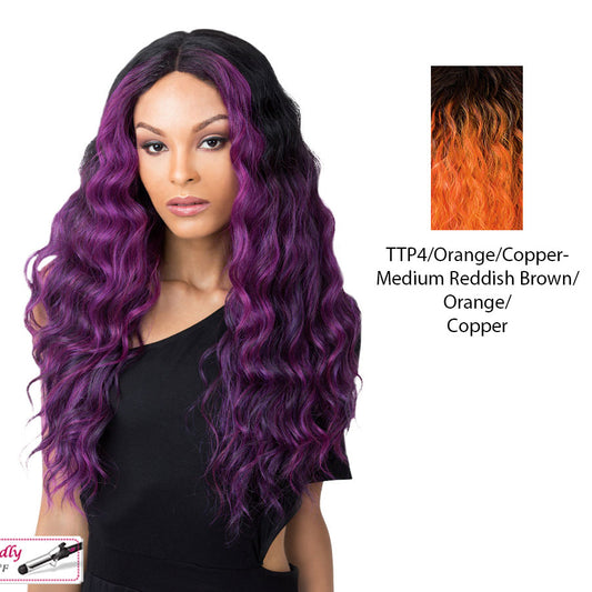100% Synthetic Hair Wig With Deep Center Part At The Edge,TTP4/ORANGE/COPPER