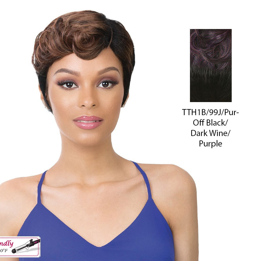100% Synthetic Hair Iron Friendly Wig Eve,TTH1B/99J/PUR