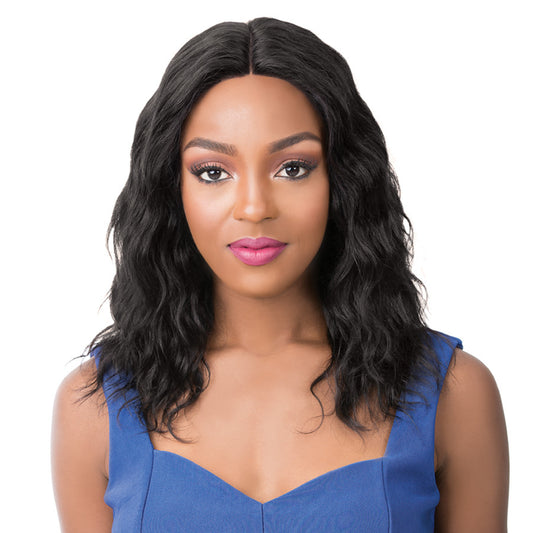 100% Natural Human Hair Swiss Lace Front Wig Salon Remi S Lace Wet N Wavy Pacific Wave,Off black