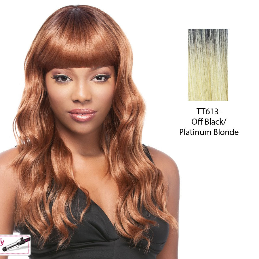 Synthetic Futura Friendly Lusciousl Addison Long Layered Wig,Platinum blonde with dark roots