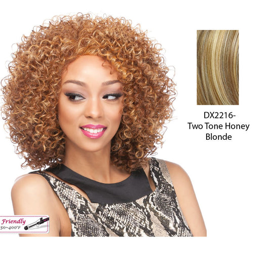 Synthetic Full Wig Fanny,Two tone frost blend of strawberry blonde layer over with honey blonde bottom