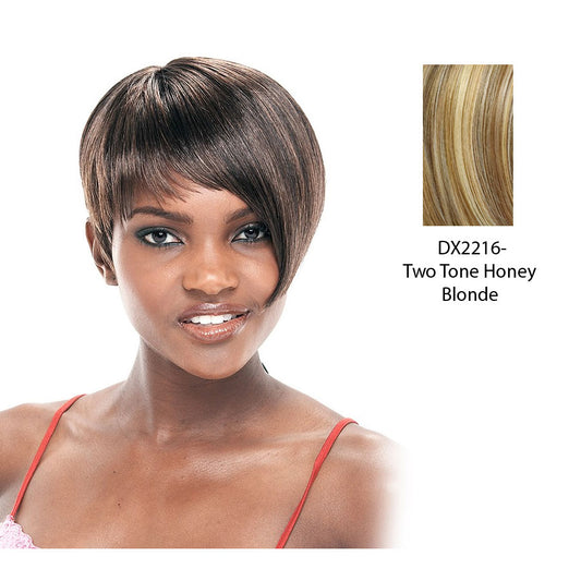 Synthetic Full Wig Lara,Two tone frost blend of strawberry blonde layer over with honey blonde bottom