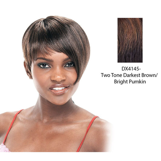 Synthetic Full Wig Lara,Two tone frost blend of darkest brown and bright pumpkin gold