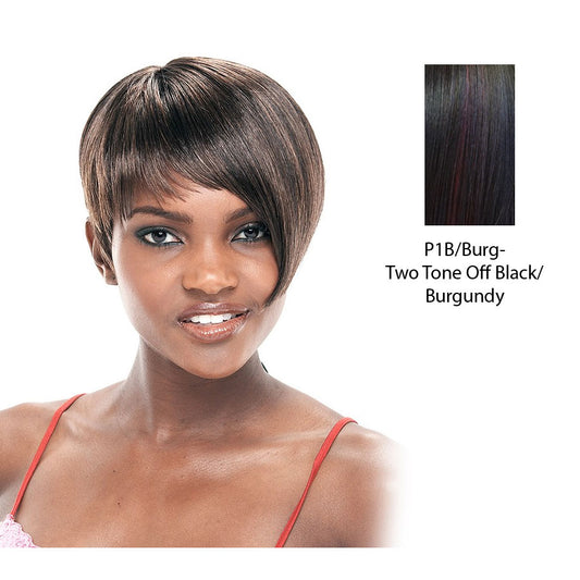 Synthetic Full Wig Lara,Off black base with burgundy highlights