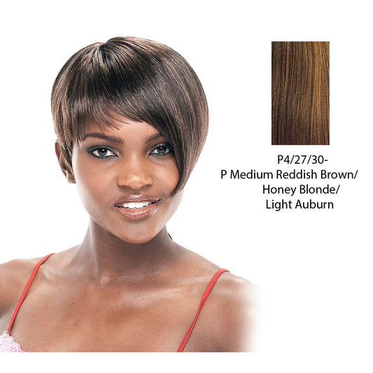 Synthetic Full Wig Lara,Streaked blend of medium brown, strawberry blonde, and light auburn