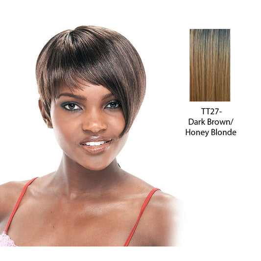 Synthetic Full Wig Lara,Dark brown roots with strawberry blonde