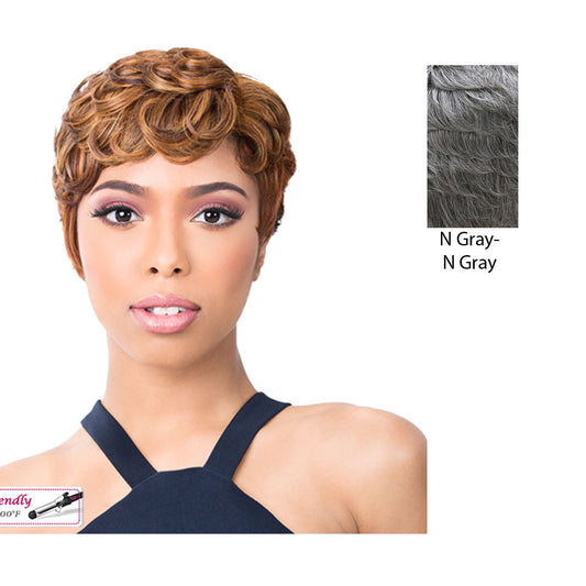 Synthetic Full Wig Pin Curl 202,N. Grey