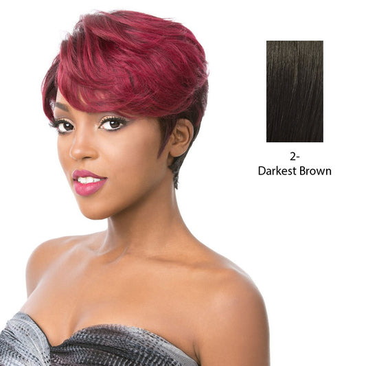 100 Brazilian Human Hair Part S Lace Front Wig Edgy,Darkest Brown