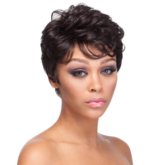 100% Human Hair Mix Quality Wig Hh Rosie,Mix Of Darkest Brown And Medium Brown