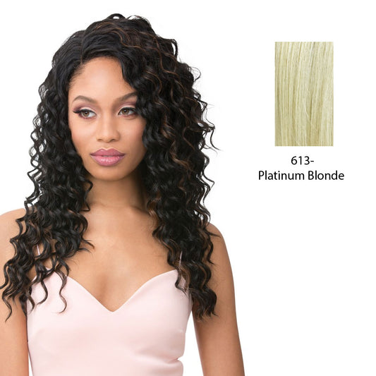 100% Human Hair Blend With Vixen Y Three Way Lace Part Ripple Wave - Vixen Y Ripple Wave,Platinum Blonde