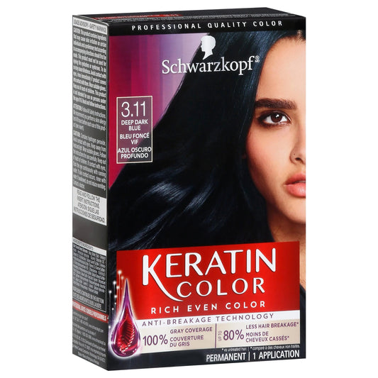 Schwarzkopf Keratin Color, Hair Color 3.11 Deep Dark Blue